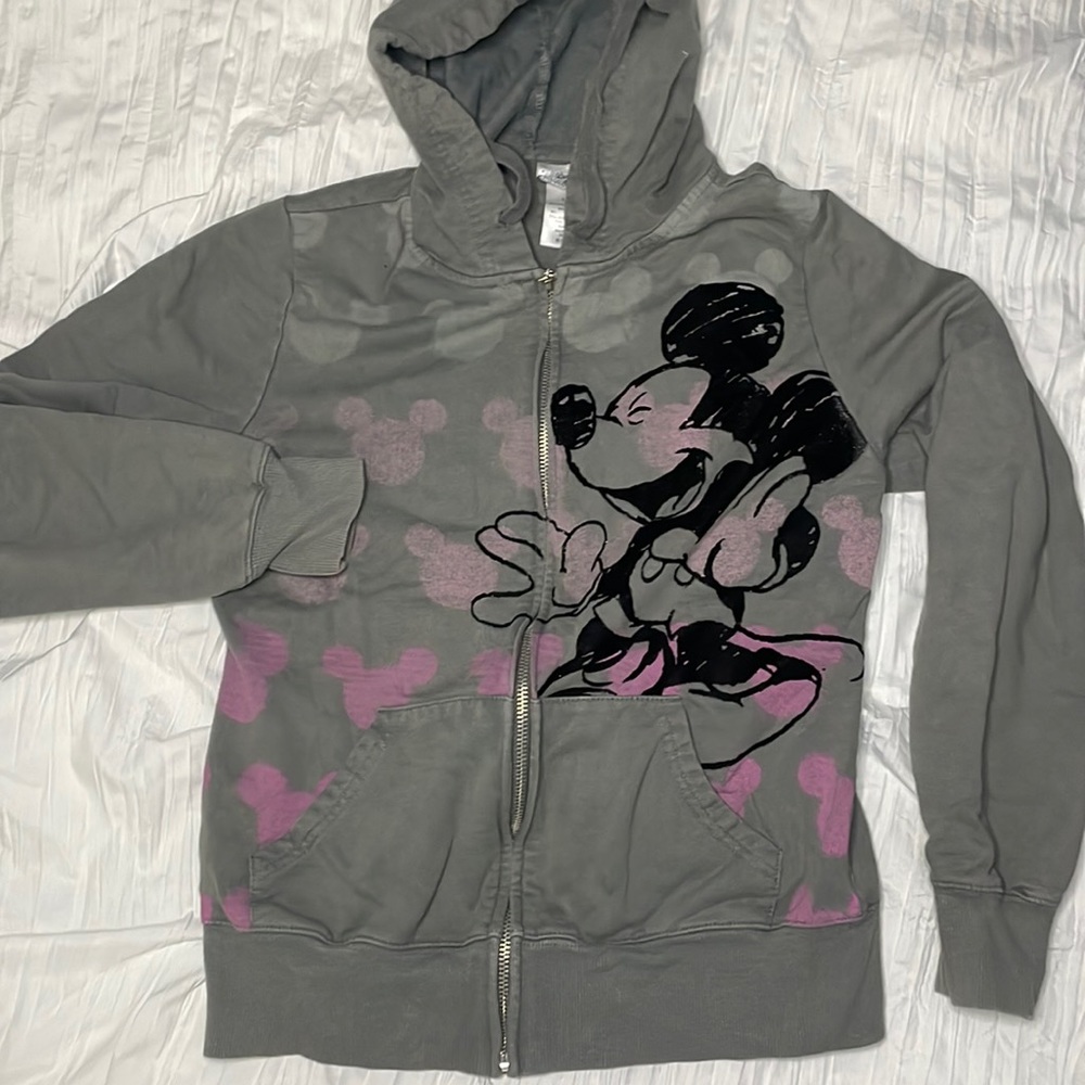 Girls Grey mickey mouse zip up